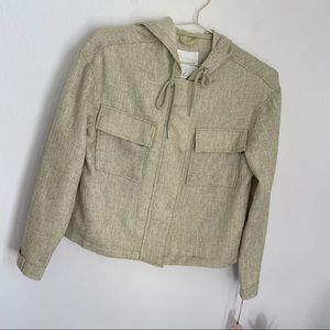 AVEC LES FILLES Hooded Button Down Zipped Shacket Jacket Sz Small NWT